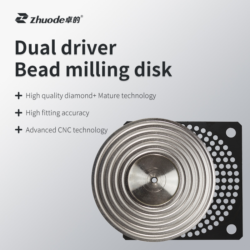 Dual driver bead milling disk